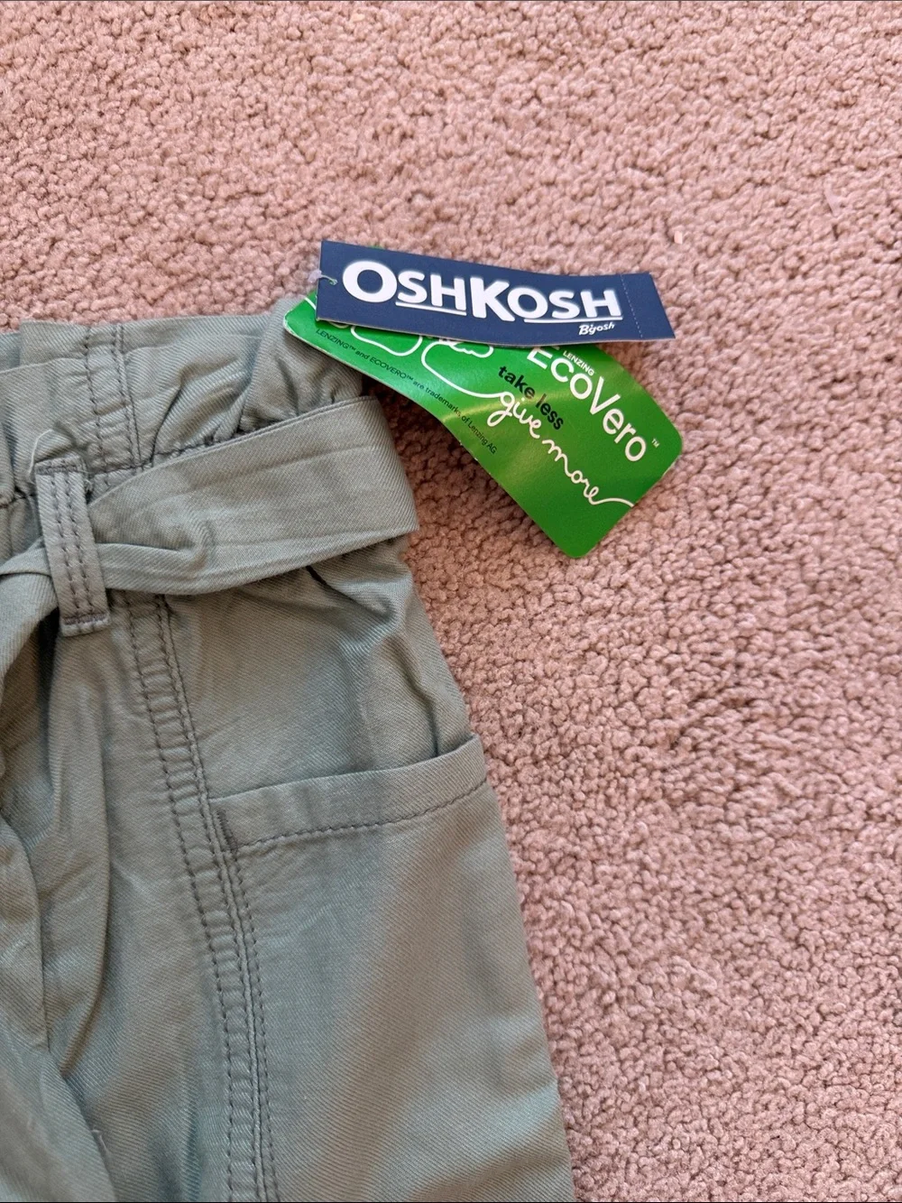 OshKosh B'gosh Olive Tie-Waist Cargo Pants for Kids